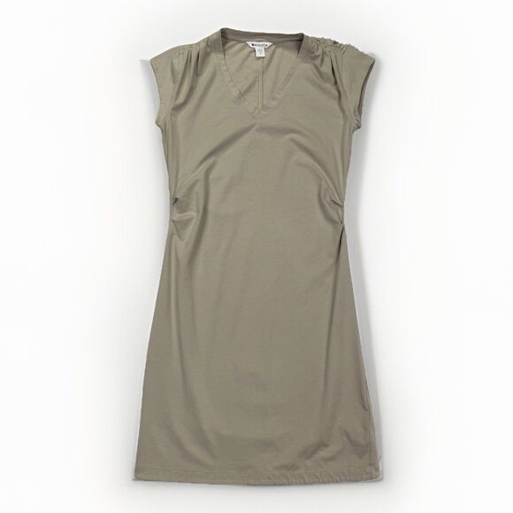Athleta Effortless Tee Athletic Dress M Beige Cap Sleeve Stretch Tennis Active - Picture 2 of 10